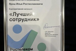 Диплом / сертификат №8 — Ростиславович Ярош Илья