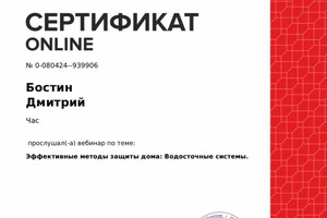 Диплом / сертификат №3 — Бостин Дмитрий Николаевич