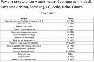 Прайс лист по услугам — Никитин Евгений Андреевич