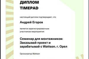Диплом / сертификат №1 — Егоров Андрей Сергеевич