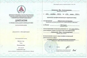 Аржанова Яна Александровна — Диплом / сертификат №1