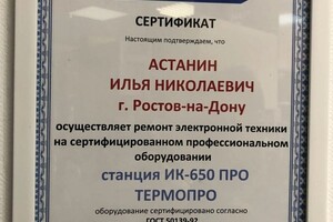 Астанин Илья Николаевич — Диплом / сертификат №2