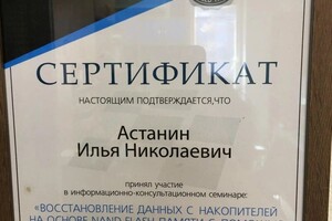 Астанин Илья Николаевич — Диплом / сертификат №4