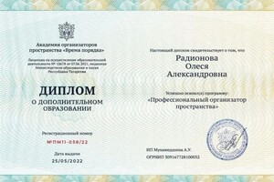 Баранник Олеся Организатор пространства — Диплом / сертификат №2