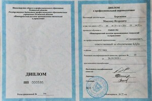 Бережнюк Максим Игоревич — Диплом / сертификат №3