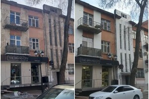 Семенцов Богдан Олегович — Частичная штукатурка и покраска колонн на фасаде здания безвоздушным аппаратом — Портфолио №6