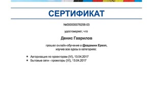 Диплом / сертификат №8 — Гаврилов Денис Владимирович