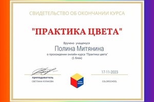 Диплом / сертификат №3 — Митянина Полина Константиновна