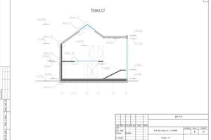 Пример проработки проекта малоэтажного жилого дома. Разрез 1-1 — Вечеря Глеб Андреевич
