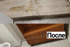 Демонтаж старого линолеума. Демонтаж с последующим монтажом на новый линолеум туалета. Монтаж нового линолеума,... — Нестеров Александр Евгеньевич