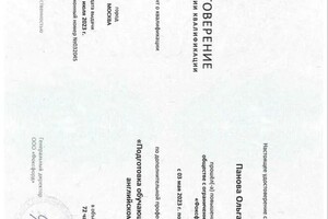 Диплом / сертификат №4 — Панова Ольга Андреевна