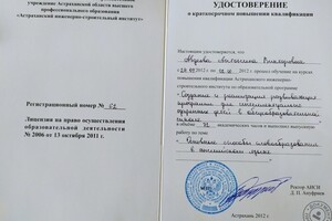 Свидетельство о прохождении курса \