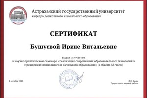 Диплом / сертификат №1 — Бушуева Ирина Витальевна