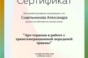 Диплом / сертификат №1 — Сидельникова Александра Александровна