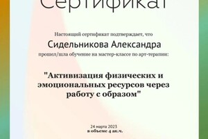 Диплом / сертификат №8 — Сидельникова Александра Александровна