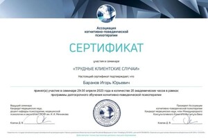 Диплом / сертификат №2 — Баранов Игорь Юрьевич