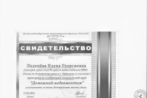 Свидетельство Центра индивидуального компьютерного обучения \