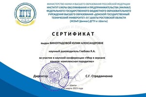 Диплом / сертификат №4 — Виноградова Юлия Александровна