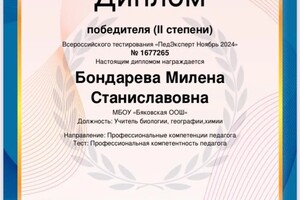 Бондарева Милена Станиславовна — Диплом / сертификат №17