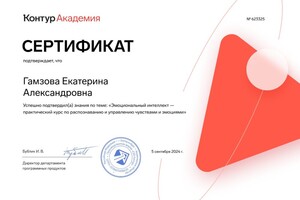 Гамзова Екатерина — Диплом / сертификат №11