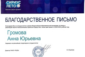 Громова Анна Юрьевна — Диплом / сертификат №2
