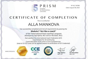 Кочергина Алла Николаевна — Диплом / сертификат №1