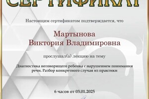 Мартынова Виктория Владимировна — Диплом / сертификат №2