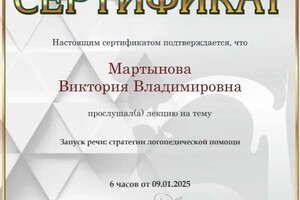 Мартынова Виктория Владимировна — Диплом / сертификат №6