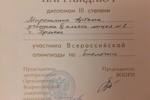 Мирошкин Артём Александрович — Диплом / сертификат №1