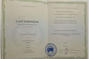 Родичева Юлия Владимировна — Диплом / сертификат №13