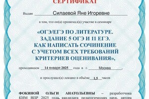 Силаева Яна Игоревна — Диплом / сертификат №2