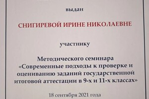 Снигирева Ирина Николаевна — Диплом / сертификат №6