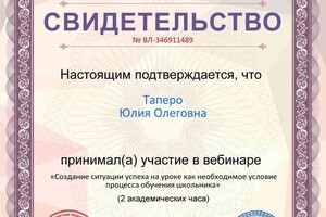 Никитина Юлия Олеговна — Диплом / сертификат №16