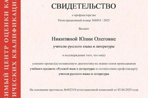 Никитина Юлия Олеговна — Диплом / сертификат №21