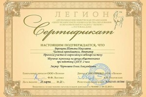 Воронцова Татьяна Николаевна — Диплом / сертификат №5