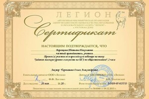 Воронцова Татьяна Николаевна — Сертификат — Портфолио №17