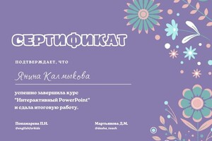 Диплом / сертификат №2 — Калмыкова Яна Валерьевна