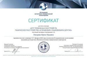 Диплом / сертификат №11 — Лекарева Ирина Юрьевна