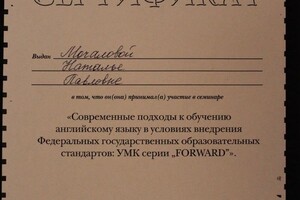 Диплом / сертификат №3 — Мочалова Наталья Павловна