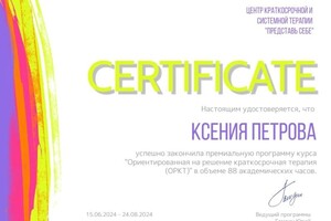 Диплом / сертификат №11 — Петрова Ксения Аркадьевна