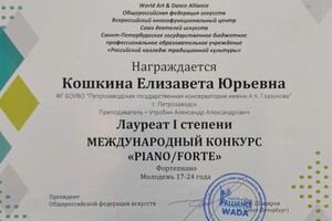 Диплом / сертификат №3 — Кошкина Елизавета Юрьевна