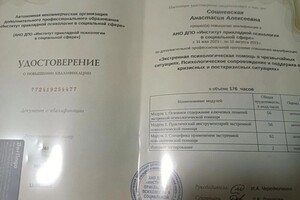 Диплом / сертификат №2 — Сошневская Анастасия Алексеевна