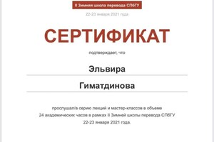 Диплом / сертификат №25 — Гиматдинова Эльвира Маратовна