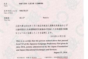 JLPT N2 — Хафизова Ильсеяр Ильгамовна