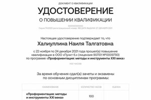 Диплом / сертификат №4 — Халиуллина Наиля Талгатовна