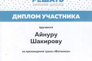 Диплом участника второго тура олимпиады \