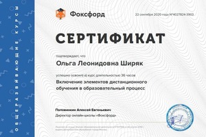 Диплом / сертификат №16 — Ширяк Ольга Леонидовна