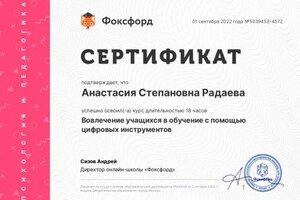 Диплом / сертификат №6 — Валетова Анастасия Степановна