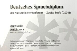Диплом / сертификат №2 — Анисимова Анастасия Вадимовна