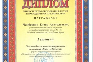 Диплом / сертификат №13 — Чембрович Елена Анатольевна